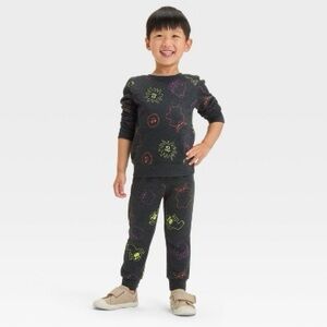 CAT & JACK SKELETON HALLOWEEN SWEATSUIT- GRAY SIZE 12 MONTH (NEW WITH TAGS)